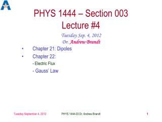 PHYS 1444 – Section 003 Lecture #4