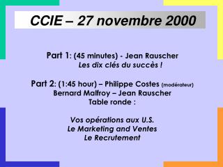 CCIE – 27 novembre 2000