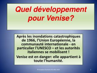 Quel développement pour Venise?