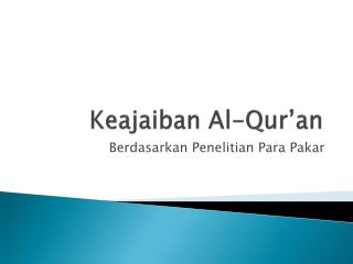 Keajaiban Al-Qur’an