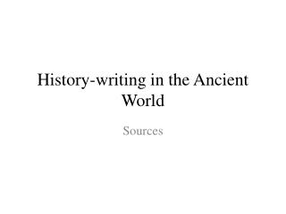 History-writing in the Ancient World