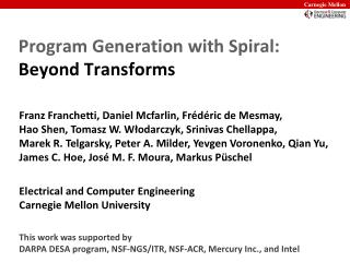 Program Generation with Spiral: Beyond Transforms