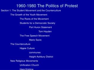 1960-1980 The Politics of Protest
