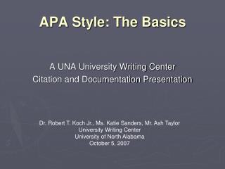 APA Style: The Basics
