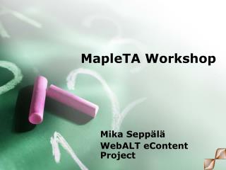 MapleTA Workshop