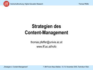 Strategien des Content-Management