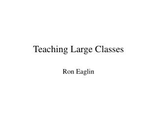 Teaching Large Classes