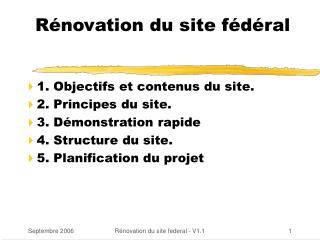 Rénovation du site fédéral