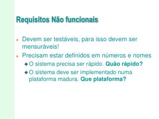 Requisitos Não funcionais