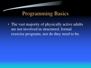 Programming Basics