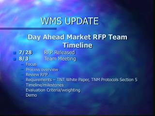 WMS UPDATE