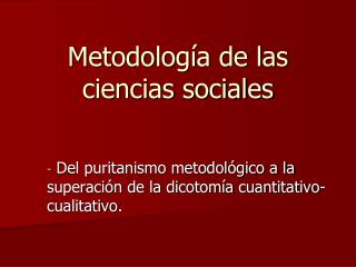Metodología de las ciencias sociales