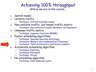 Achieving 100% throughput Where we are in the course…