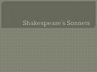 Shakespeare’s Sonnets