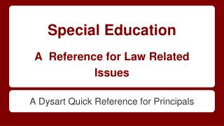 Special Education A Reference for Law Related Issues