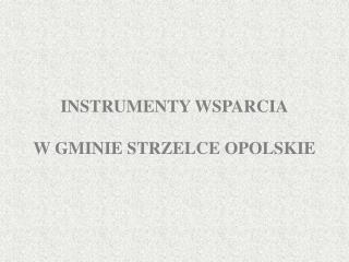 INSTRUMENTY WSPARCIA W GMINIE STRZELCE OPOLSKIE