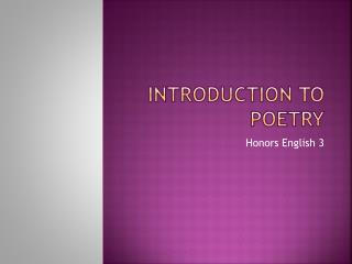 Introduction to Poetry