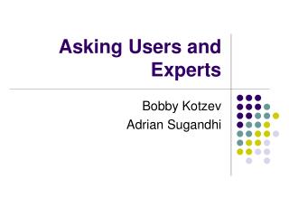 Asking Users and Experts