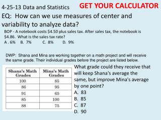 4-25-13 Data and Statistics