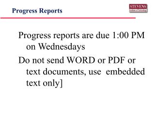 Progress Reports