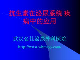 抗生素在泌尿系统 疾病中的应用 武汉名仕泌尿外科医院 whmsyy/