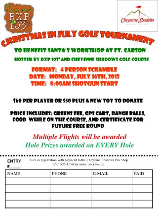CHRISTMAS IN JULY GOLF TOURNAMENT