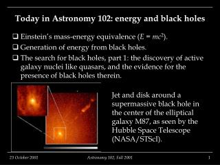 Today in Astronomy 102: energy and black holes