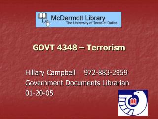 GOVT 4348 – Terrorism