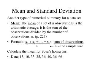 Mean and Standard Deviation