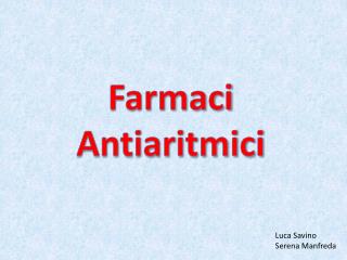 Farmaci Antiaritmici