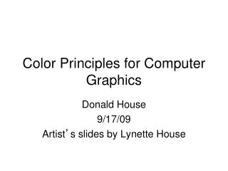 Color Principles for Computer Graphics
