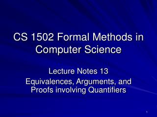 CS 1502 Formal Methods in Computer Science