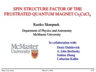 SPIN STRUCTURE FACTOR OF THE FRUSTRATED QUANTUM MAGNET Cs 2 CuCl 4