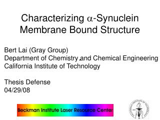 Characterizing a -Synuclein Membrane Bound Structure