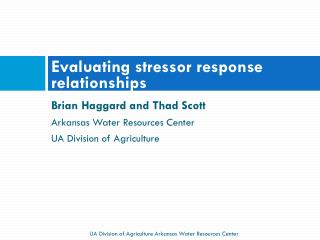 Evaluating stressor response relationships