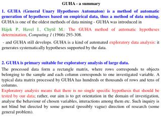 GUHA - a summary