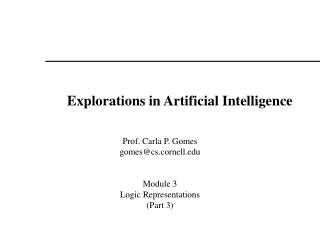 Explorations in Artificial Intelligence