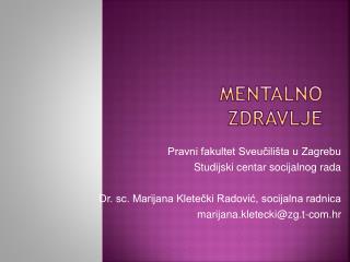 MENTALNO ZDRAVLJE