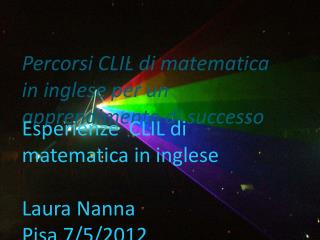 Percorsi CLIL di matematica in inglese per un apprendimento di successo