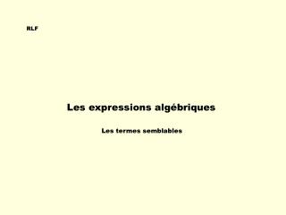 Les expressions algébriques