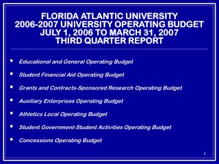 Educational and General Operating Budget Student Financial Aid Operating Budget