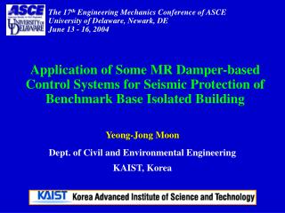 Yeong-Jong Moon Dept. of Civil and Environmental Engineering KAIST, Korea