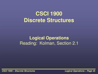 CSCI 1900 Discrete Structures