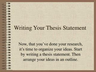 Writing Your Thesis Statement