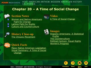 Chapter 20 – A Time of Social Change