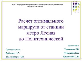 Расчет оптимального маршрута от станции метро Лесная до Политехнической