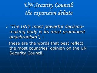 UN Security Council: the expansion debate