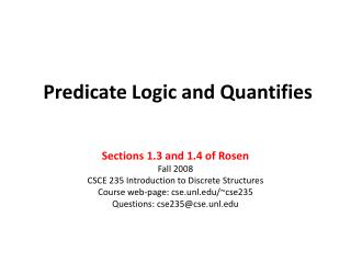 Predicate Logic and Quantifies