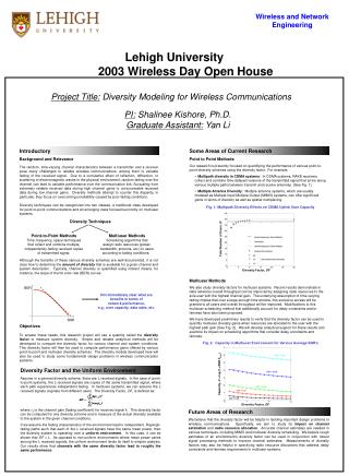 Project Title: Diversity Modeling for Wireless Communications