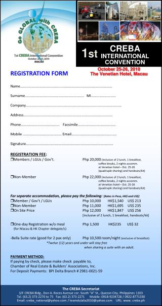 CREBA INTERNATIONAL CONVENTION